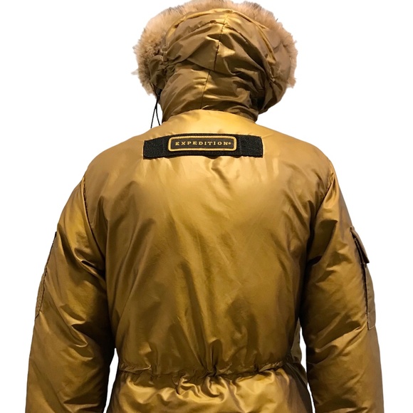 One of a Kind Gold Canada goose Parka by Margarita Voultsos - Picture 2 of 3